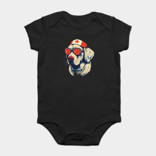Golden retirever with Maple leafs Canada Flag Baby Bodysuit